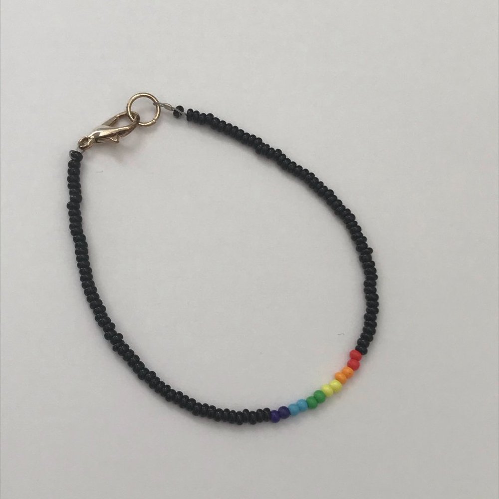 3/$25 Rainbow/Black beaded bracelet, handmade